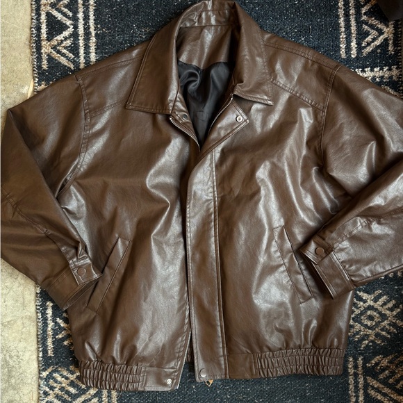 Jackets & Blazers - Y2K Oversized Chocolate Vegan Leather Jacket